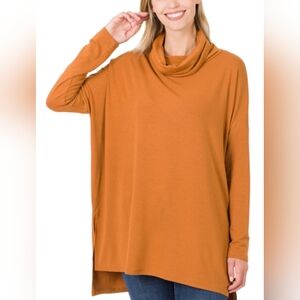 Zenana cowl neck hi-low top